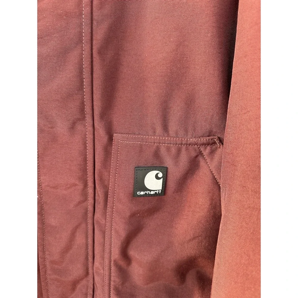 Carhartt J174 RDW Nylon Insulated Jacket Zip Snap Workwear Maroon Mens XL‎